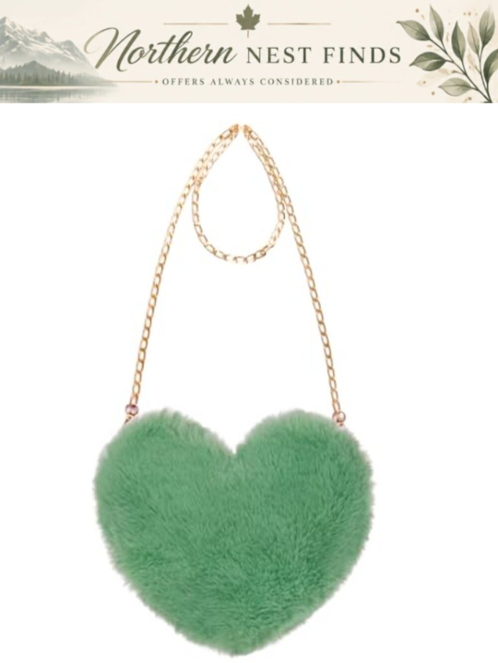 Heart Shaped Faux Fur Purse Fluffy Crossbody Bag Chain Shoulder Cute Clutch Gift